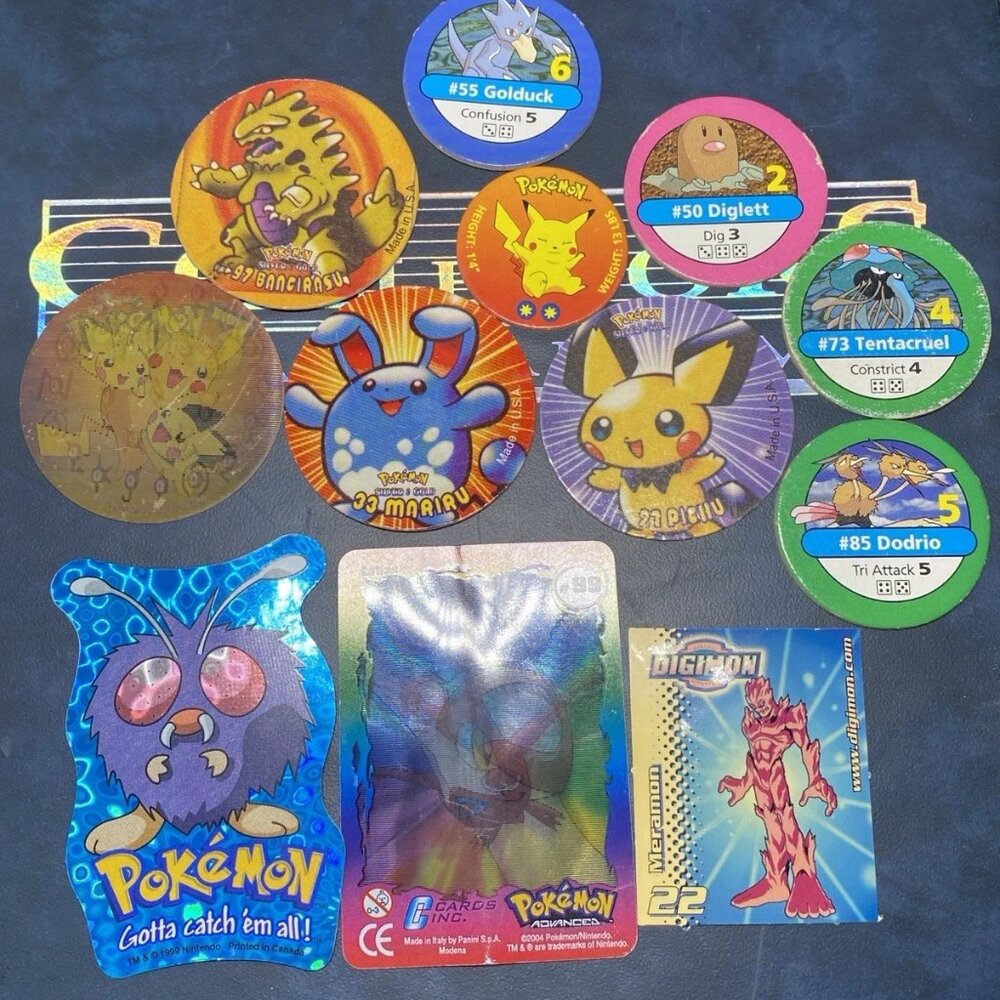 Vintage Pokémon Tazos & Cards Lot 1999–2004